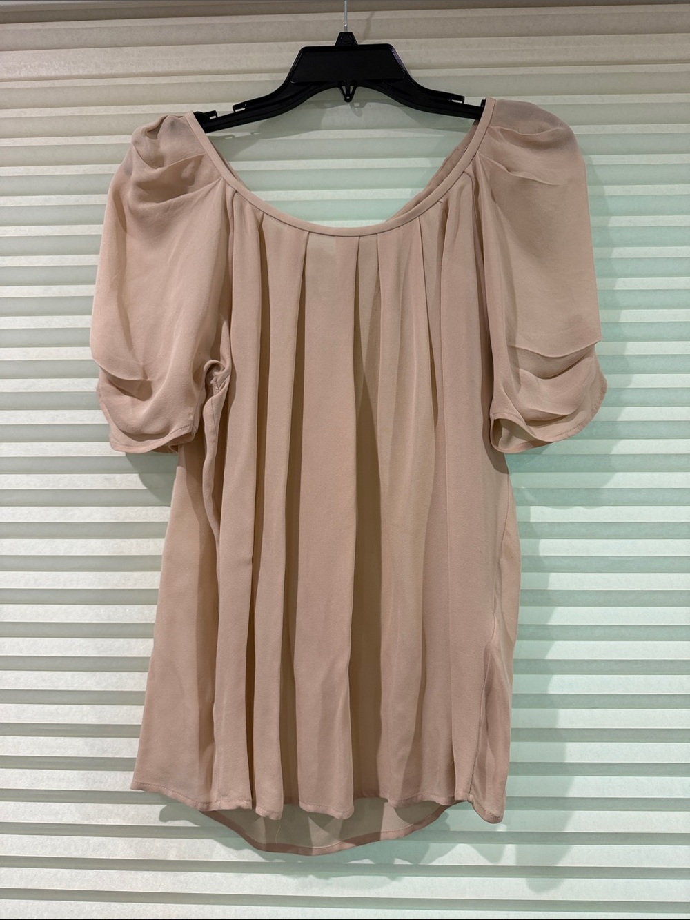 Joie Soft Blush Pleated Puff-Sleeve Blouse